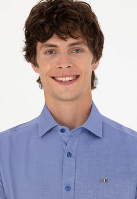 Erkek Saks Uzun Kollu Basic Gömlek - 50271279136