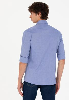 Erkek Saks Uzun Kollu Basic Gömlek - 50271279136