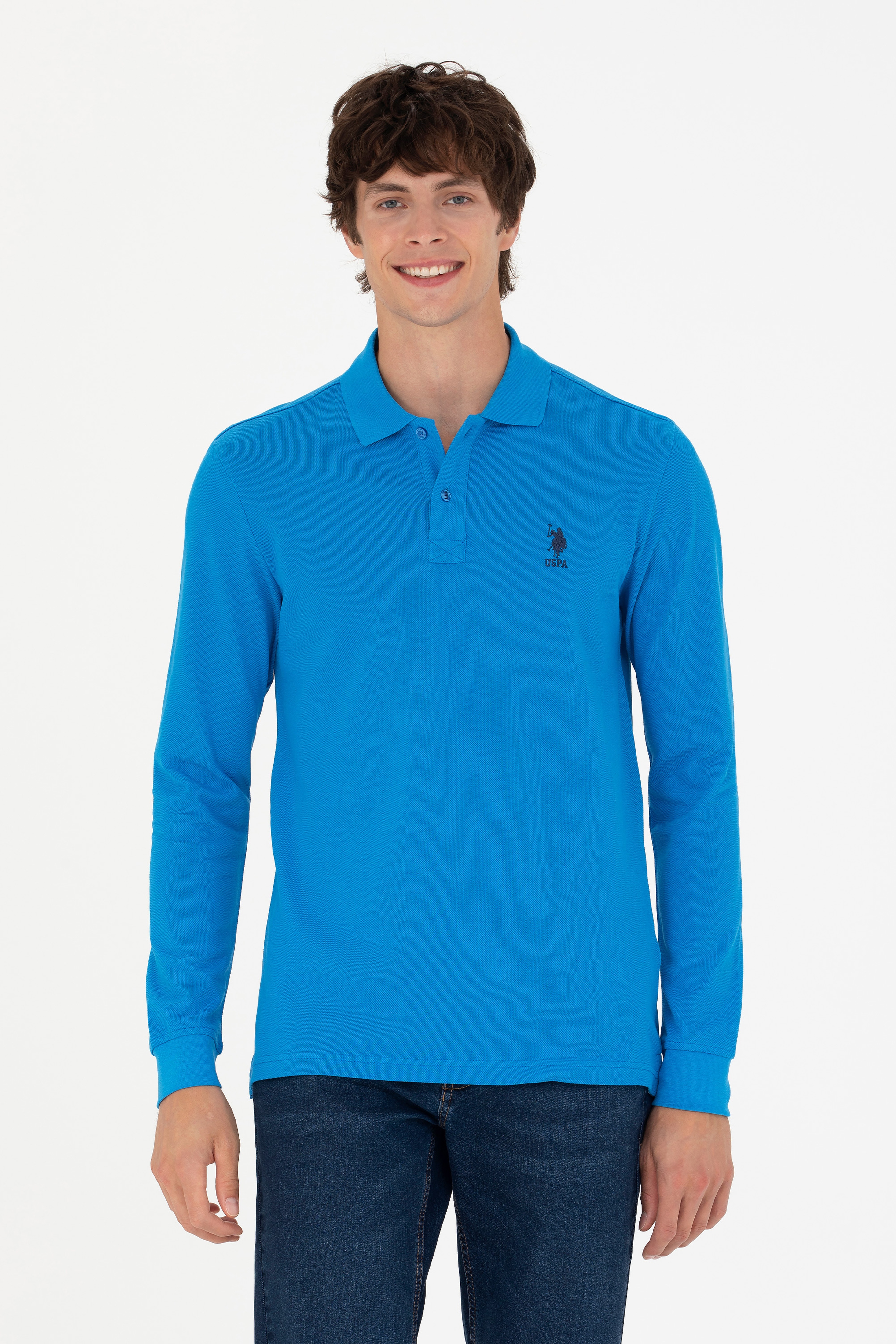 Erkek Kobalt Mavi Basic Sweatshirt