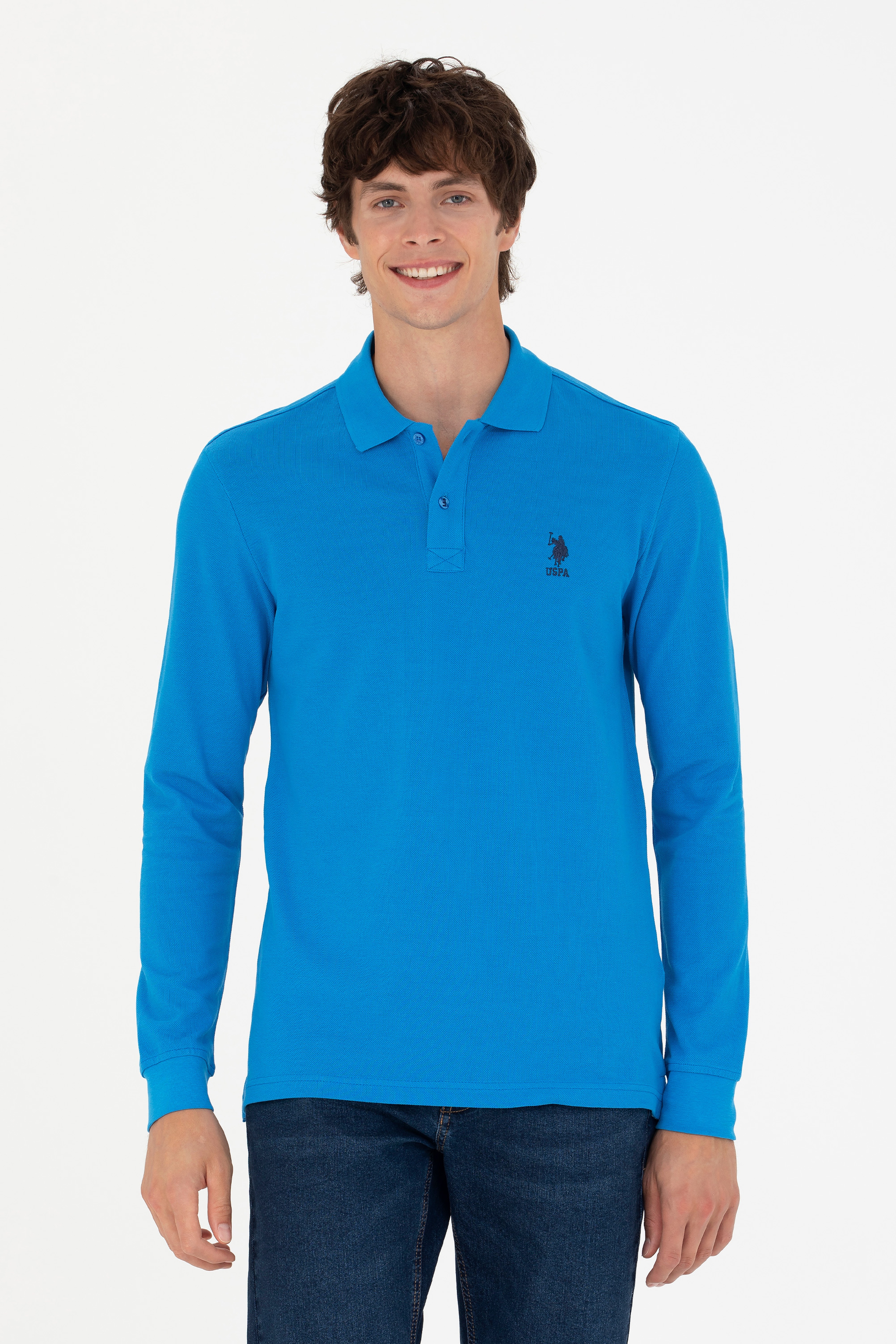 Erkek Kobalt Mavi Basic Sweatshirt
