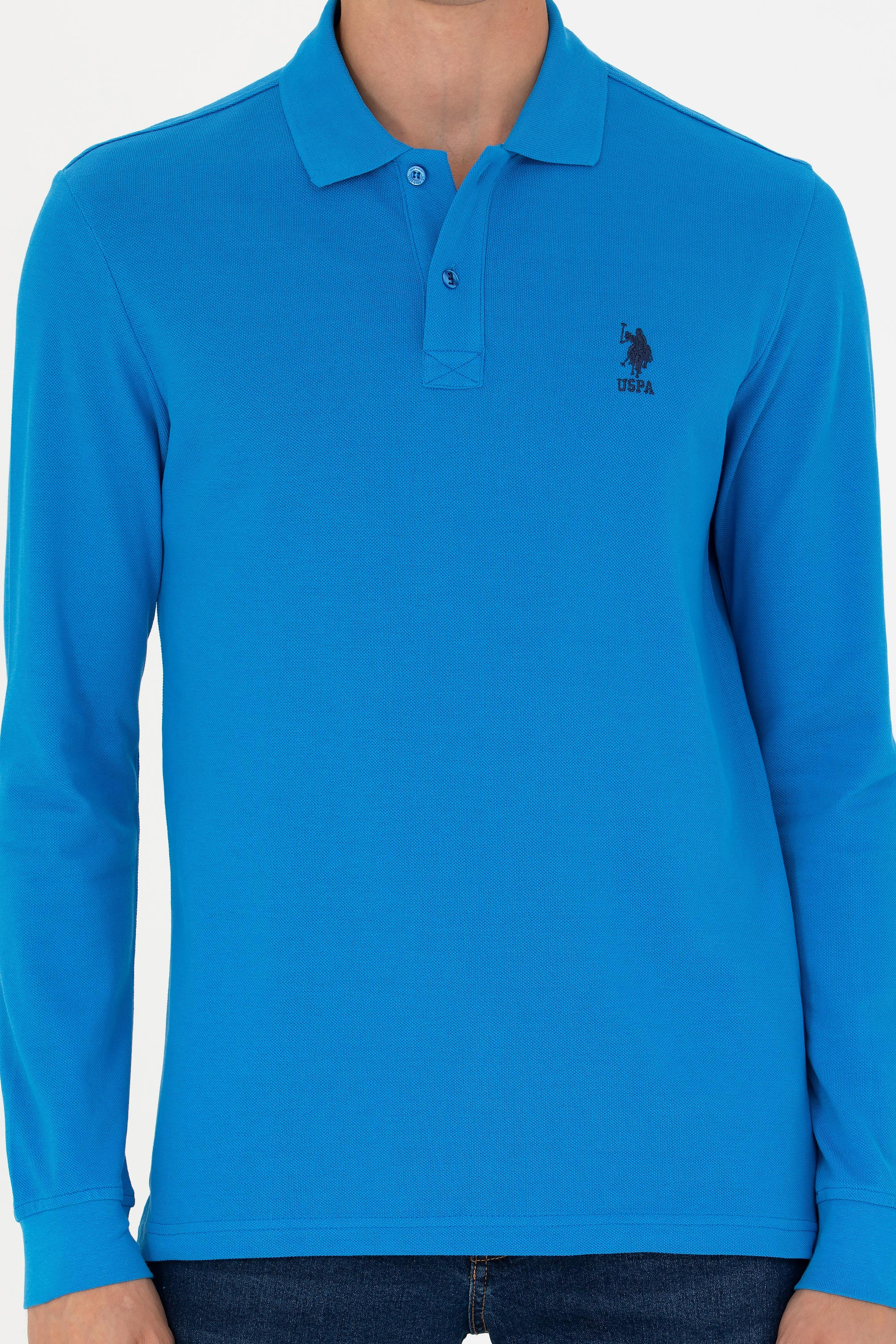 Erkek Kobalt Mavi Basic Sweatshirt - Image 6