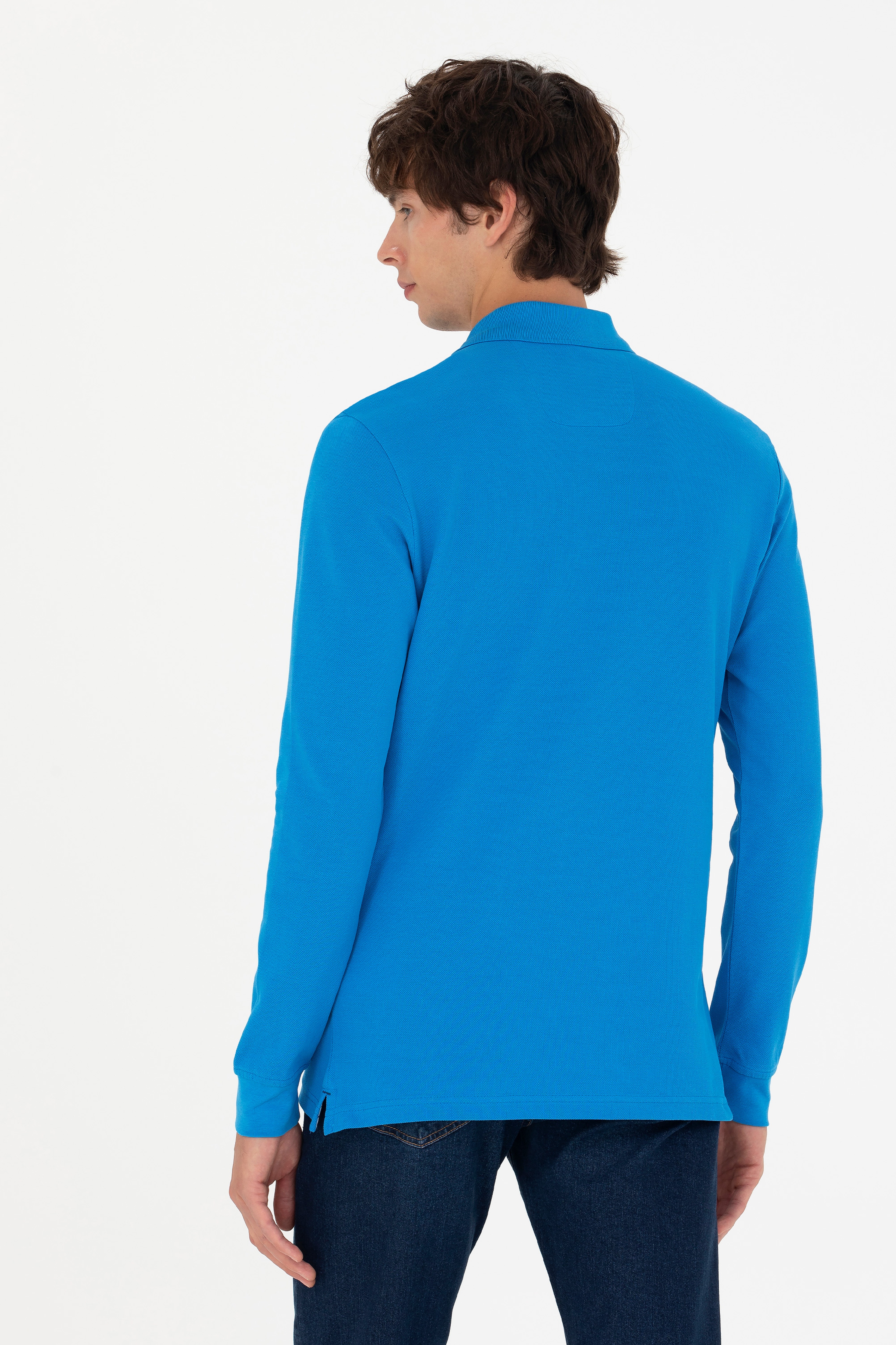 Erkek Kobalt Mavi Basic Sweatshirt