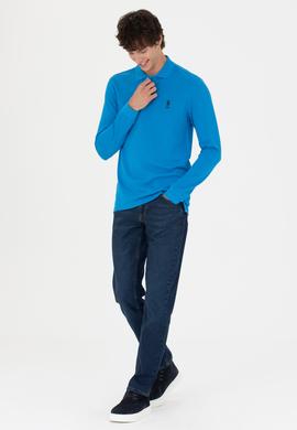 Erkek Kobalt Mavi Basic Sweatshirt - 50276503017