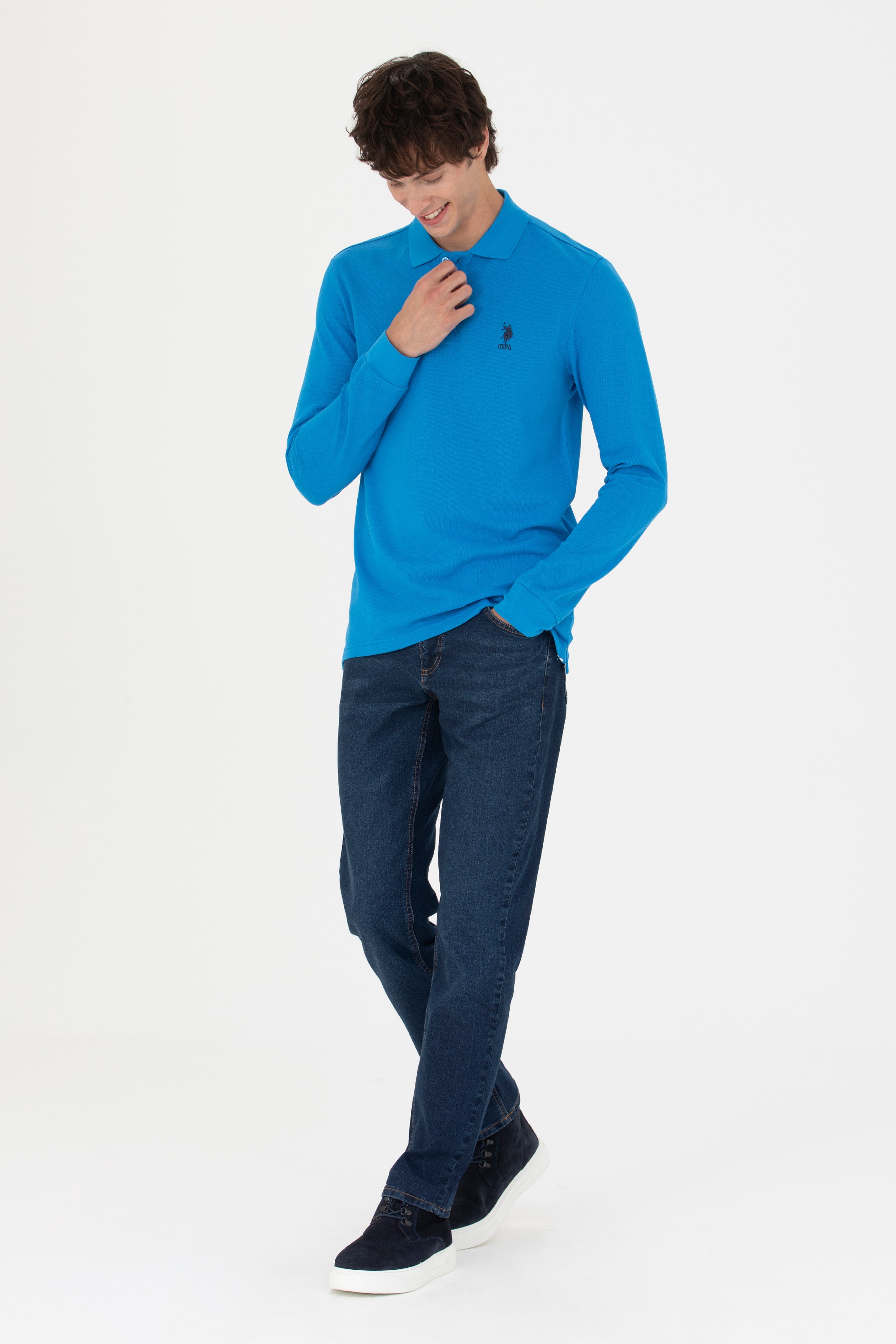 Erkek Kobalt Mavi Basic Sweatshirt