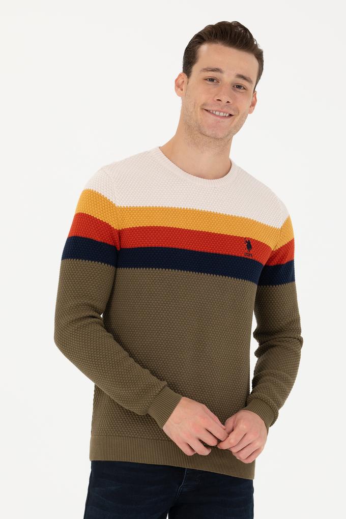 Erkek Haki Bisiklet Yaka Kazak