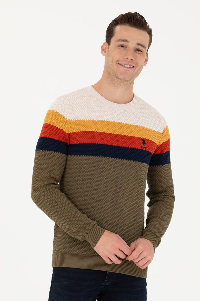 Erkek Haki Bisiklet Yaka Kazak