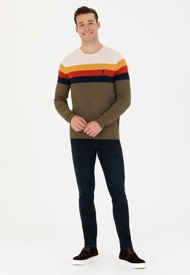 Erkek Haki Bisiklet Yaka Kazak - 50275762006