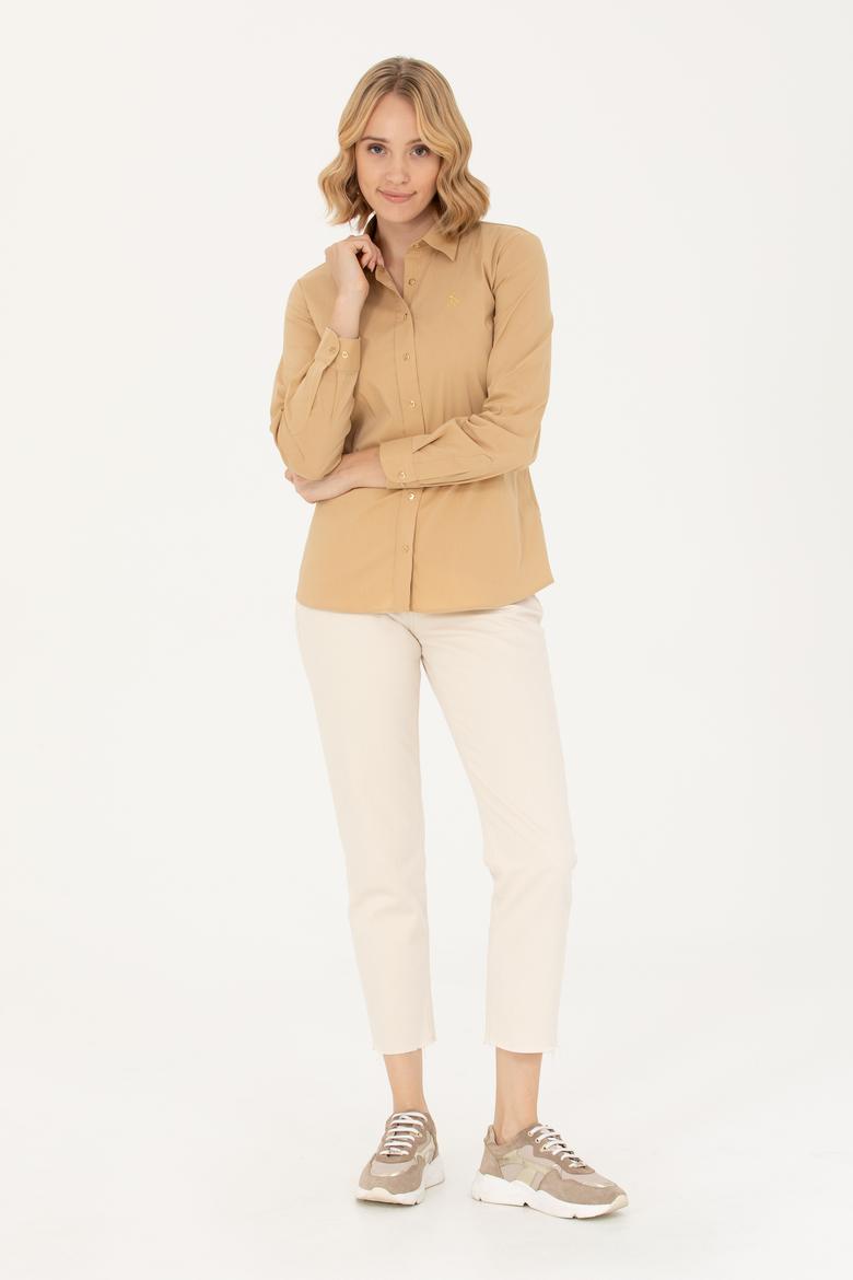 Kadın Camel Uzun Kollu Basic Gömlek - 50262883088