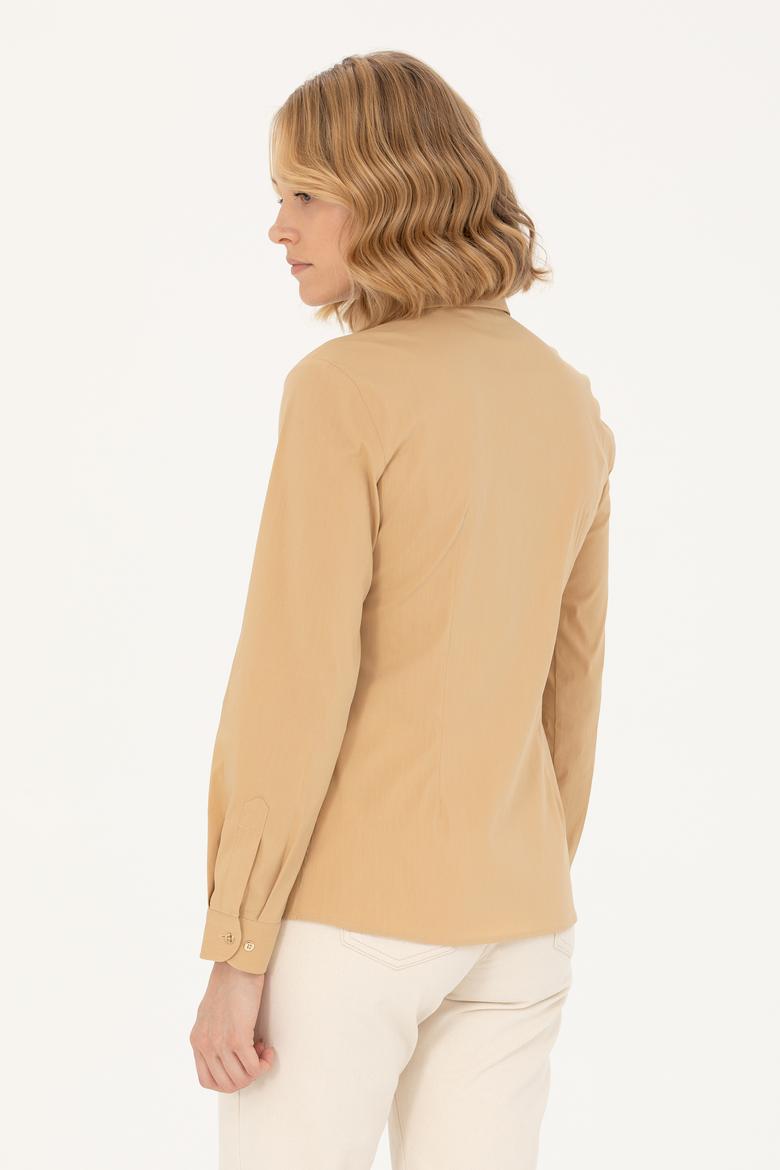 Kadın Camel Uzun Kollu Basic Gömlek - 50262883088