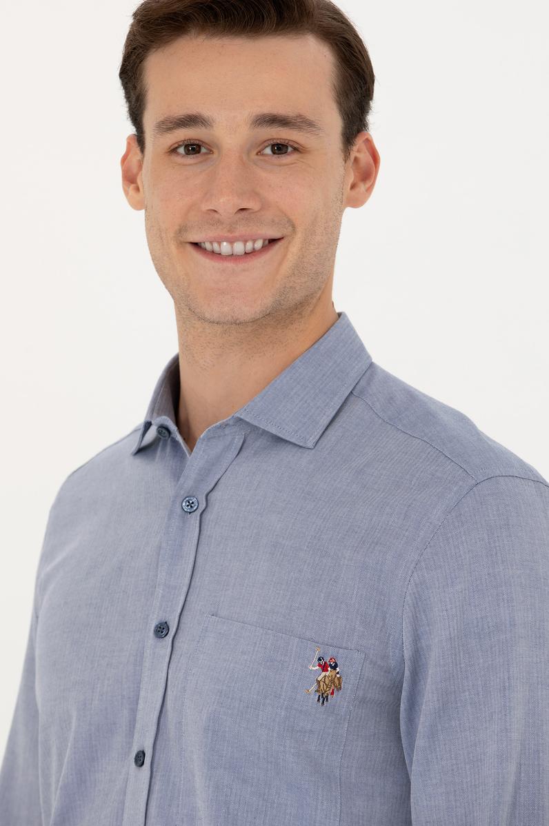 Erkek Lacivert Uzun Kollu Gömlek