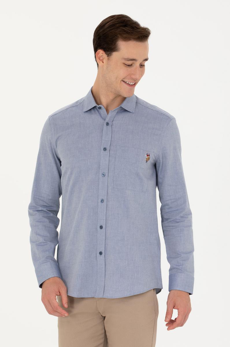 Erkek Lacivert Uzun Kollu Gömlek