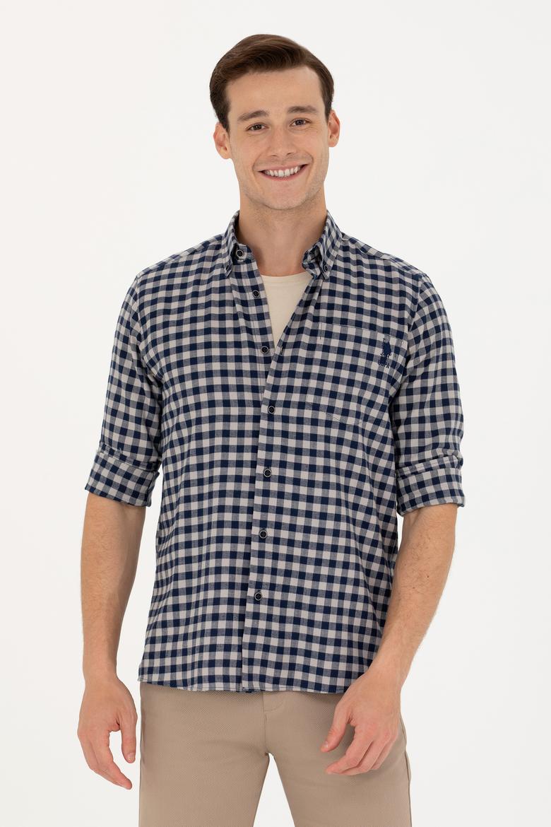 Erkek Kareli Lacivert Gömlek - 50272690031