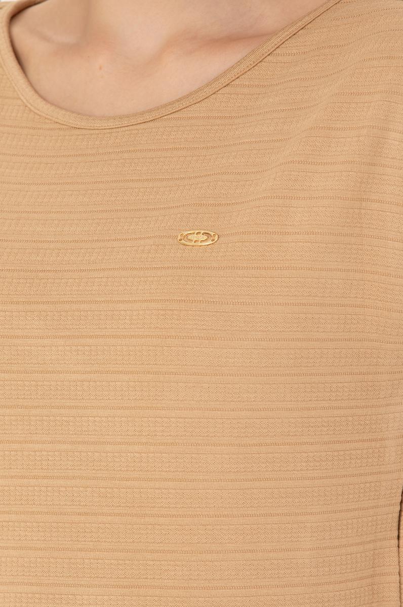 Kadın Camel Bisiklet Yaka Tişört