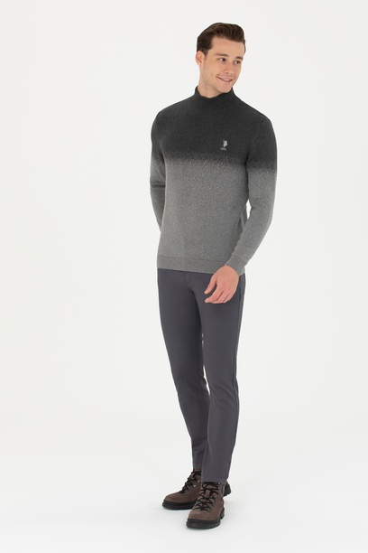 Erkek Slim Fit Antrasit Kanvas Pantolon