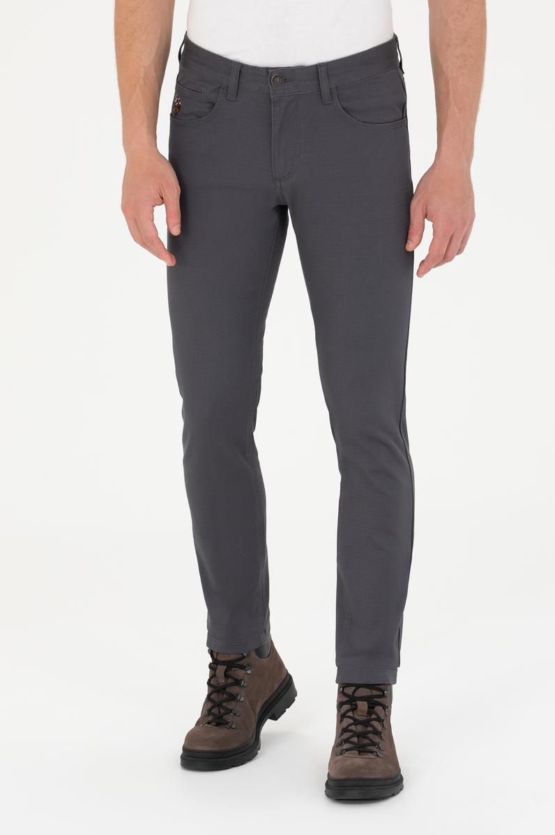 Erkek Slim Fit Antrasit Kanvas Pantolon