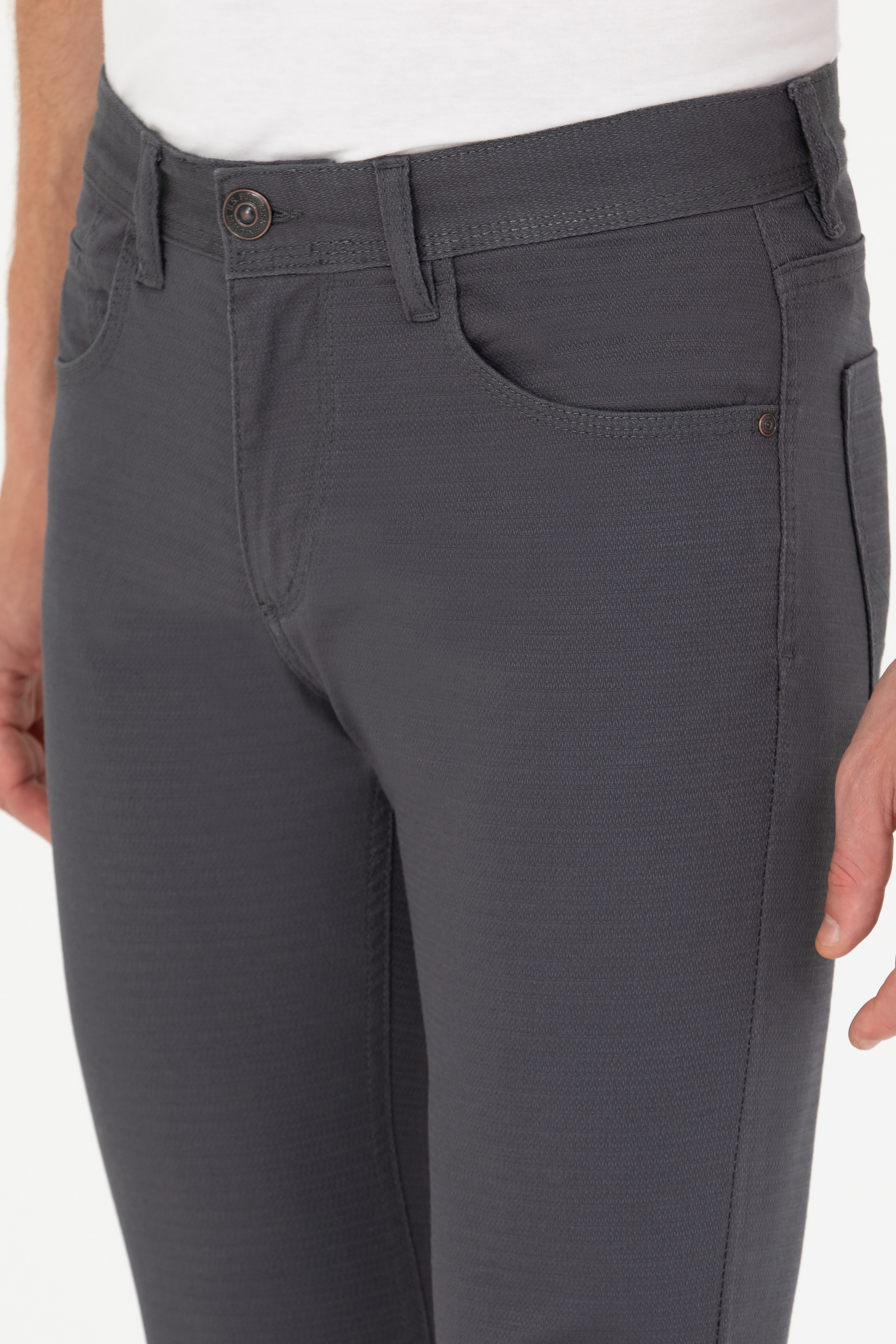 Erkek Slim Fit Antrasit Kanvas Pantolon - Image 6