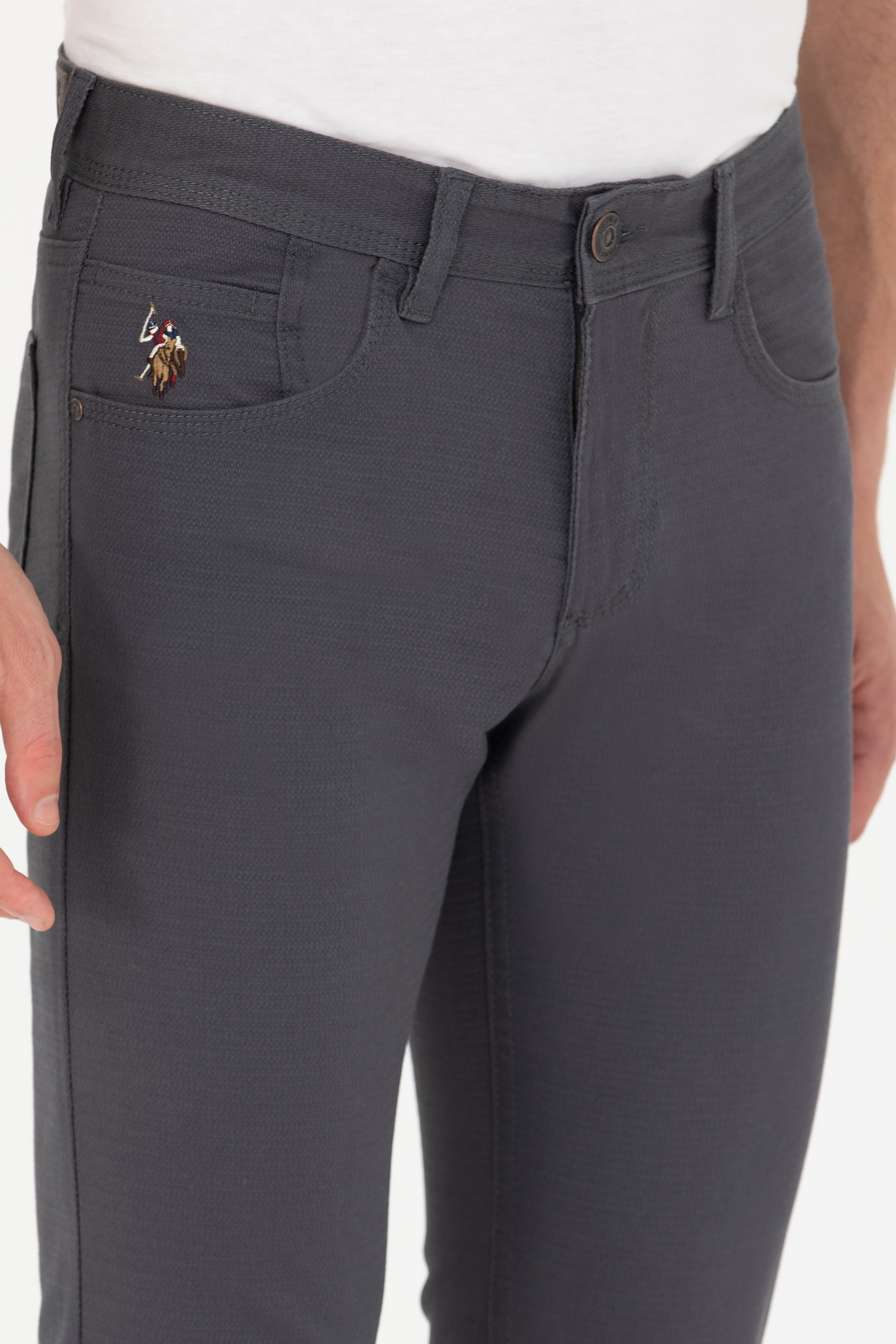 Erkek Slim Fit Antrasit Kanvas Pantolon - Image 5