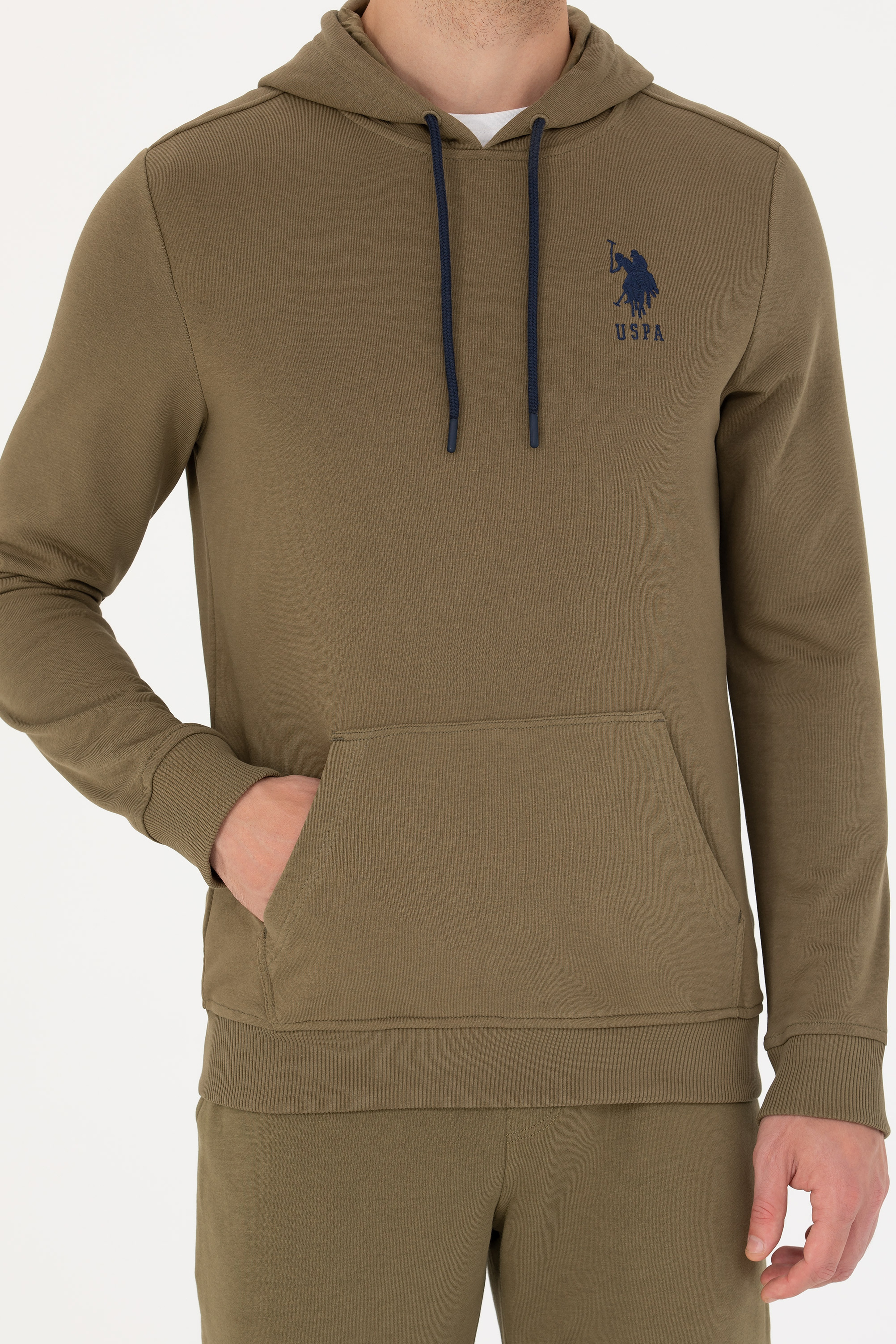Erkek Haki Basic Sweatshirt - Image 6