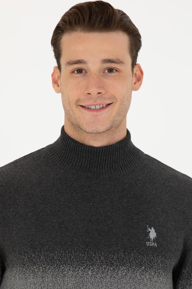 Erkek Antrasit Melanj Boğazlı Kazak