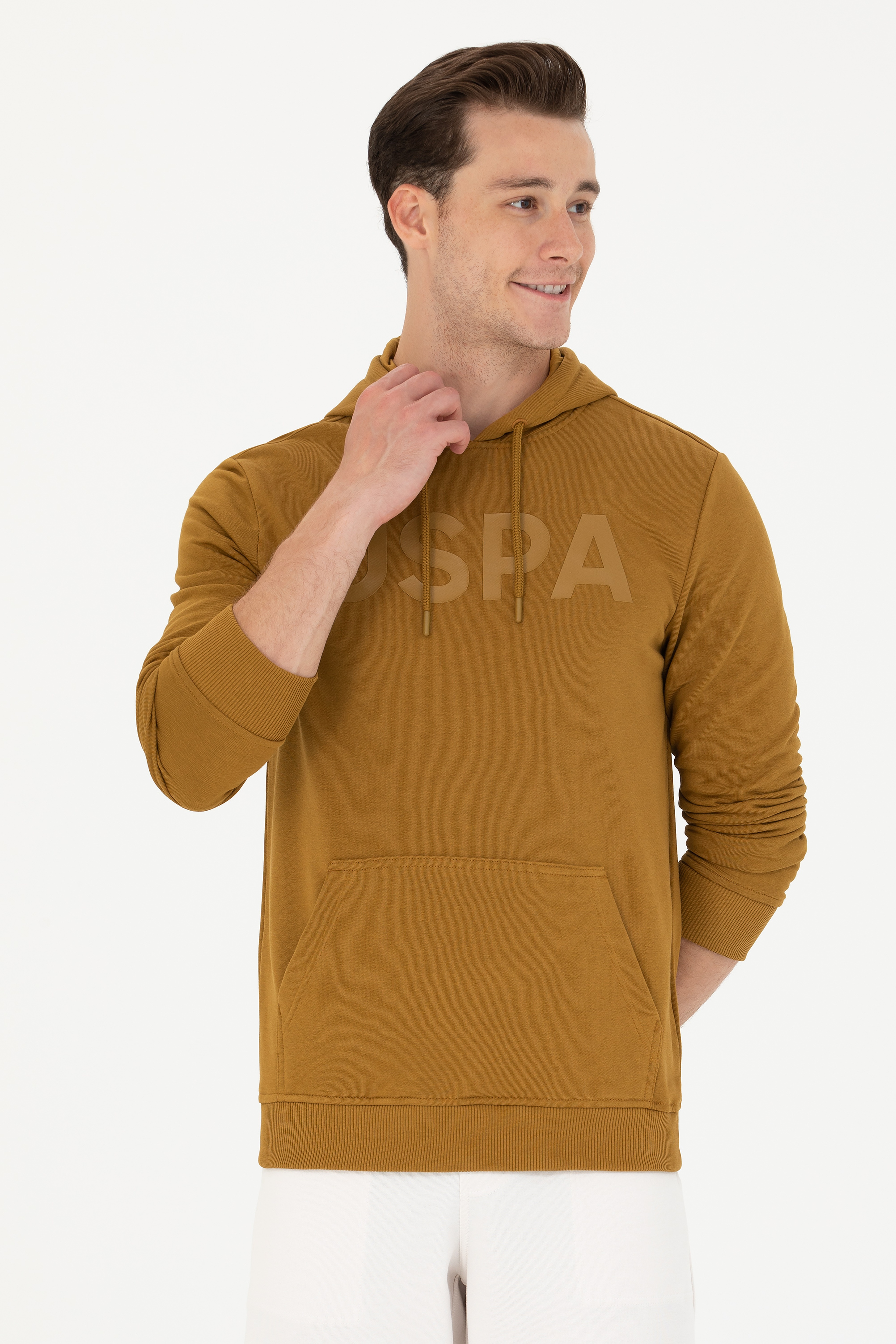 Erkek Açık Haki Basic Sweatshirt
