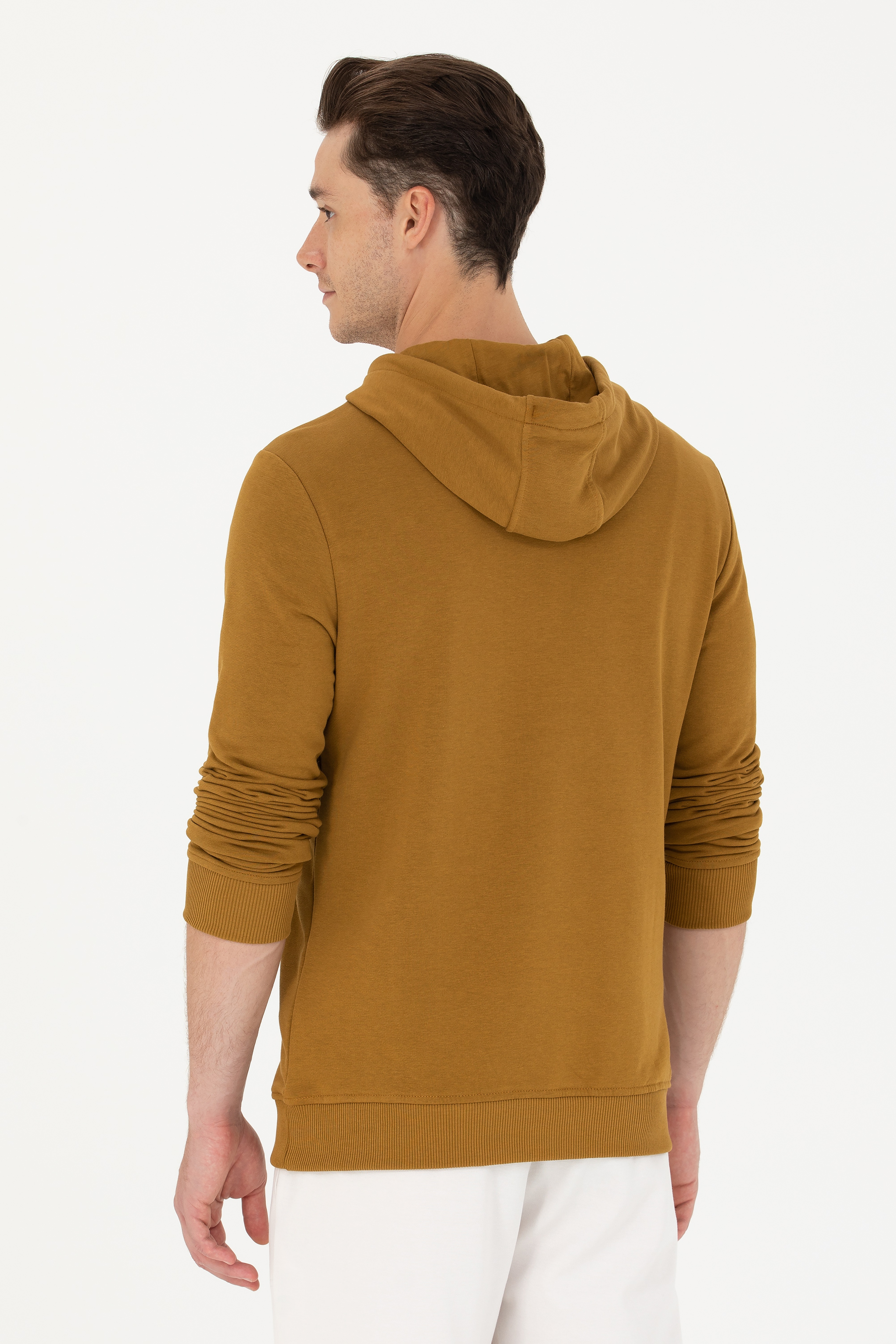 Erkek Açık Haki Basic Sweatshirt - Image 5