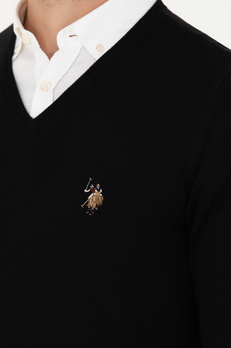 Erkek Siyah V Yaka Kazak