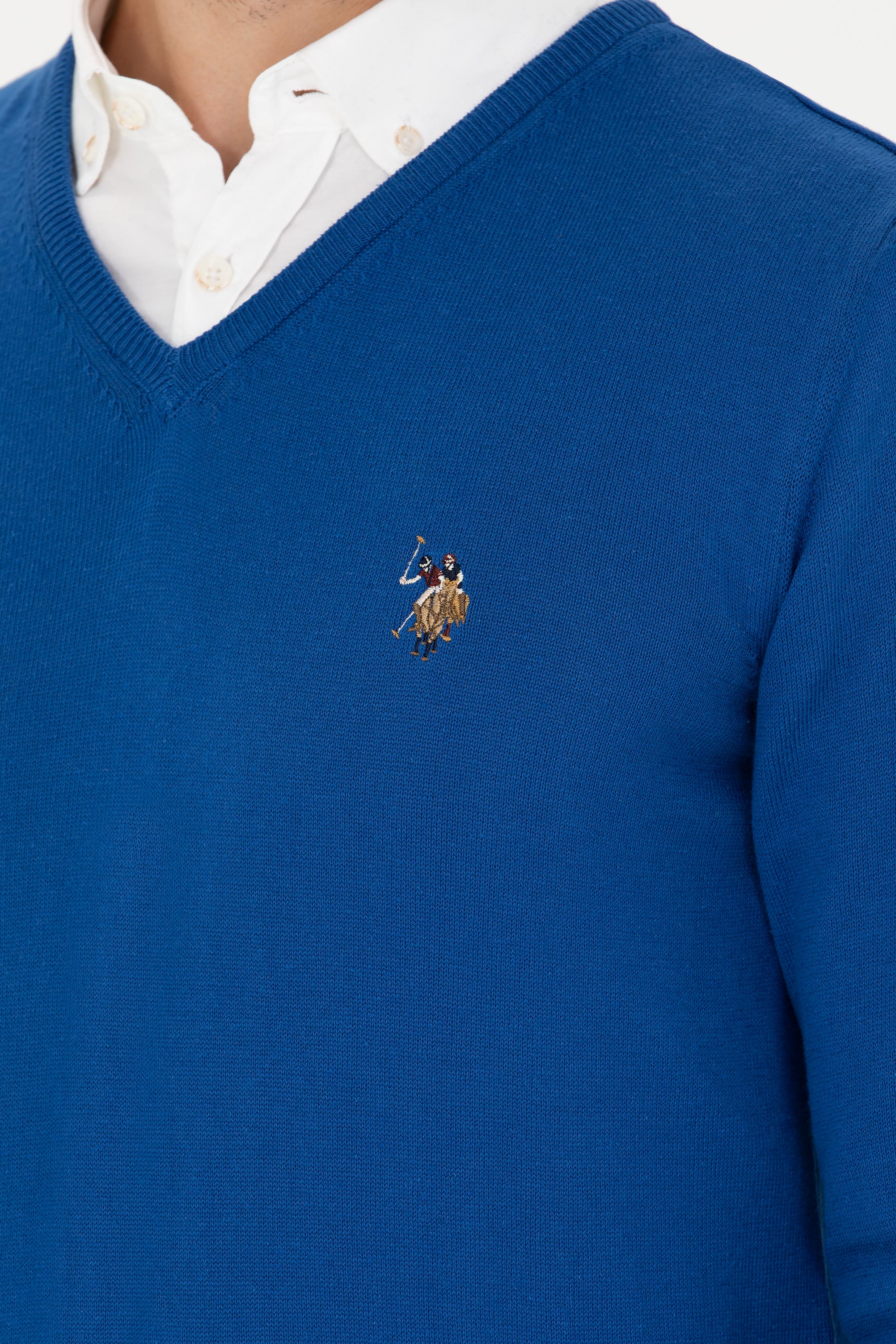 Erkek Slim Fit V Yaka Saks Kazak - Image 7