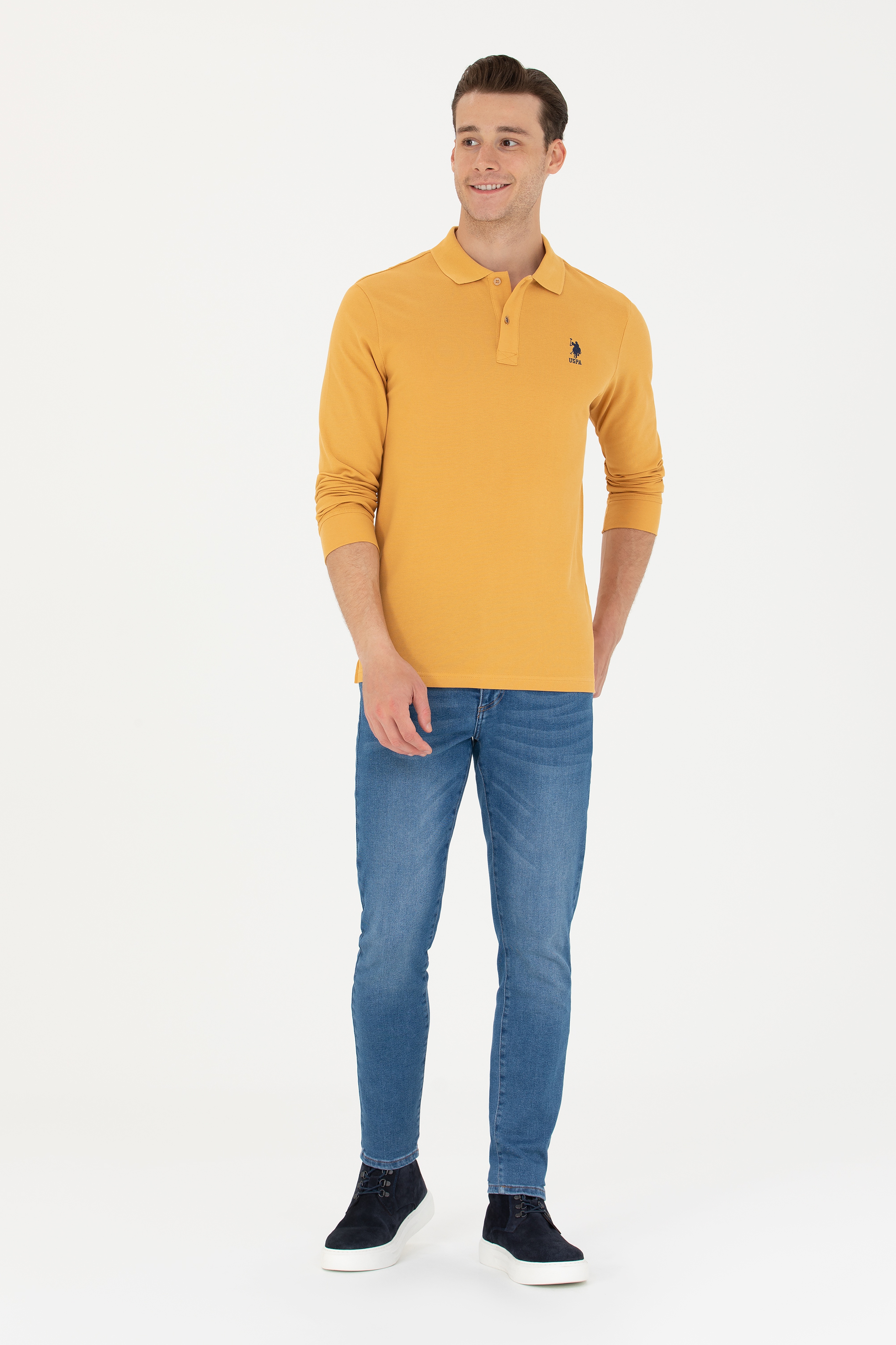Erkek Hardal Basic Sweatshirt - Image 4