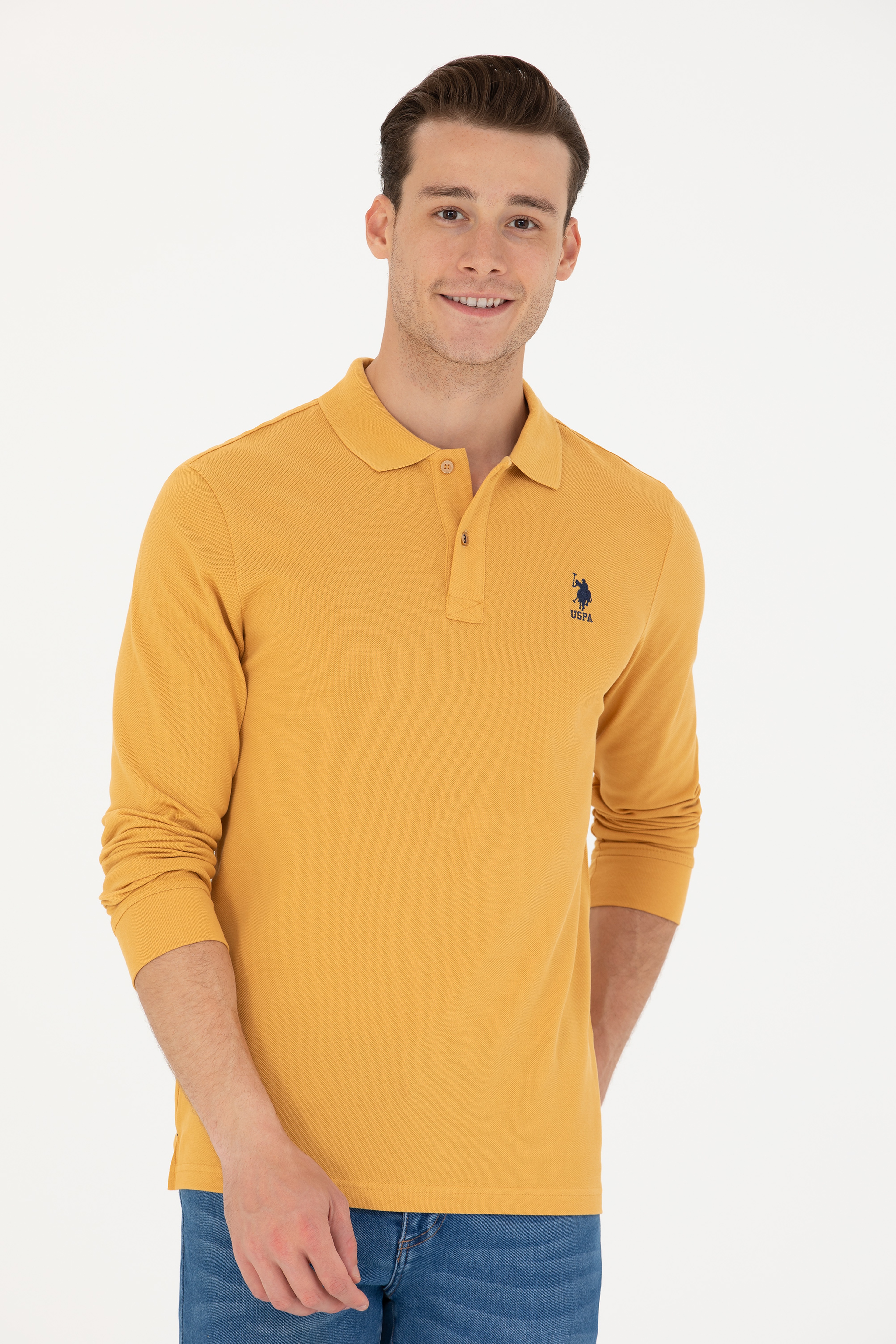 Erkek Hardal Basic Sweatshirt - Image 3