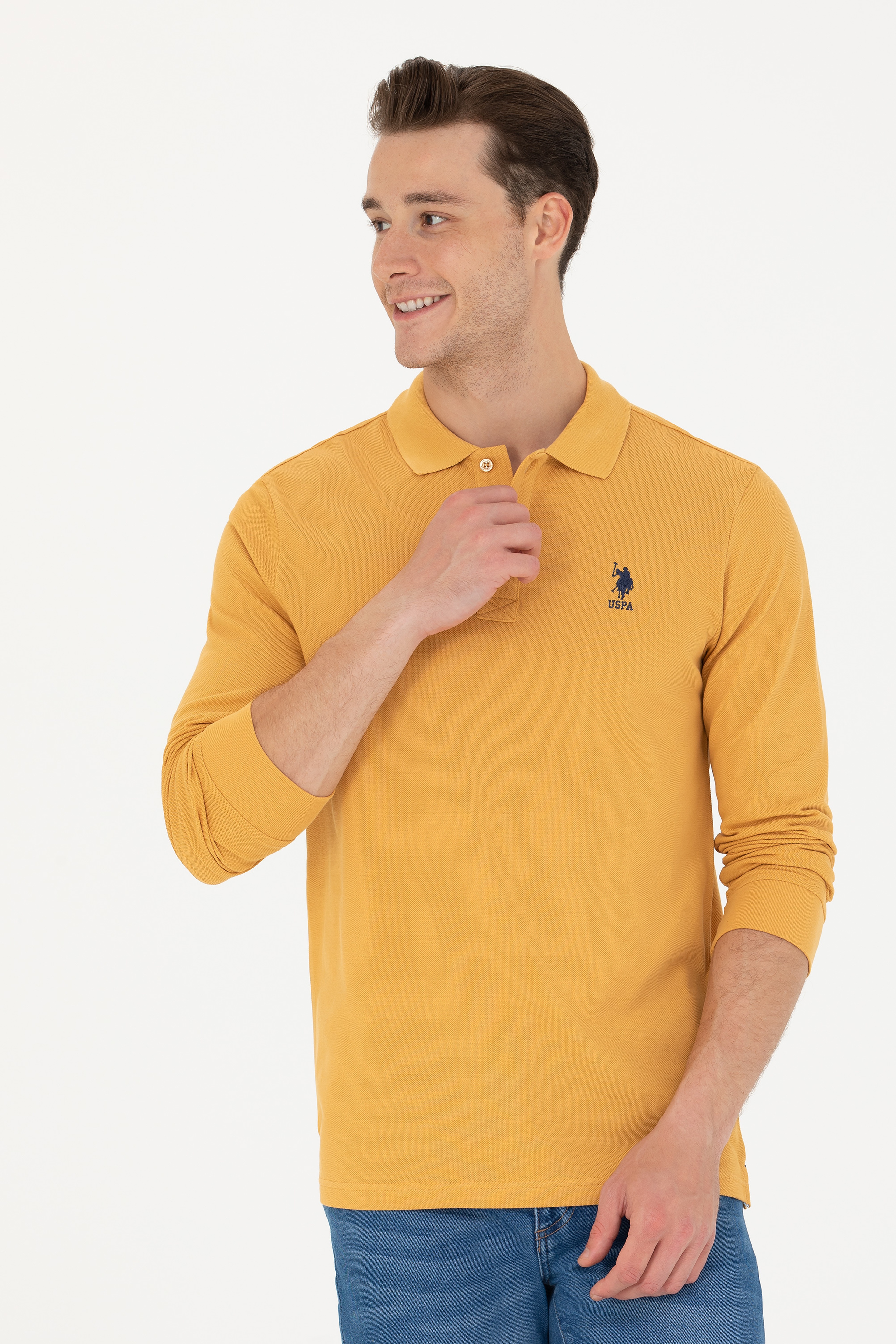 Erkek Hardal Basic Sweatshirt - Image 1