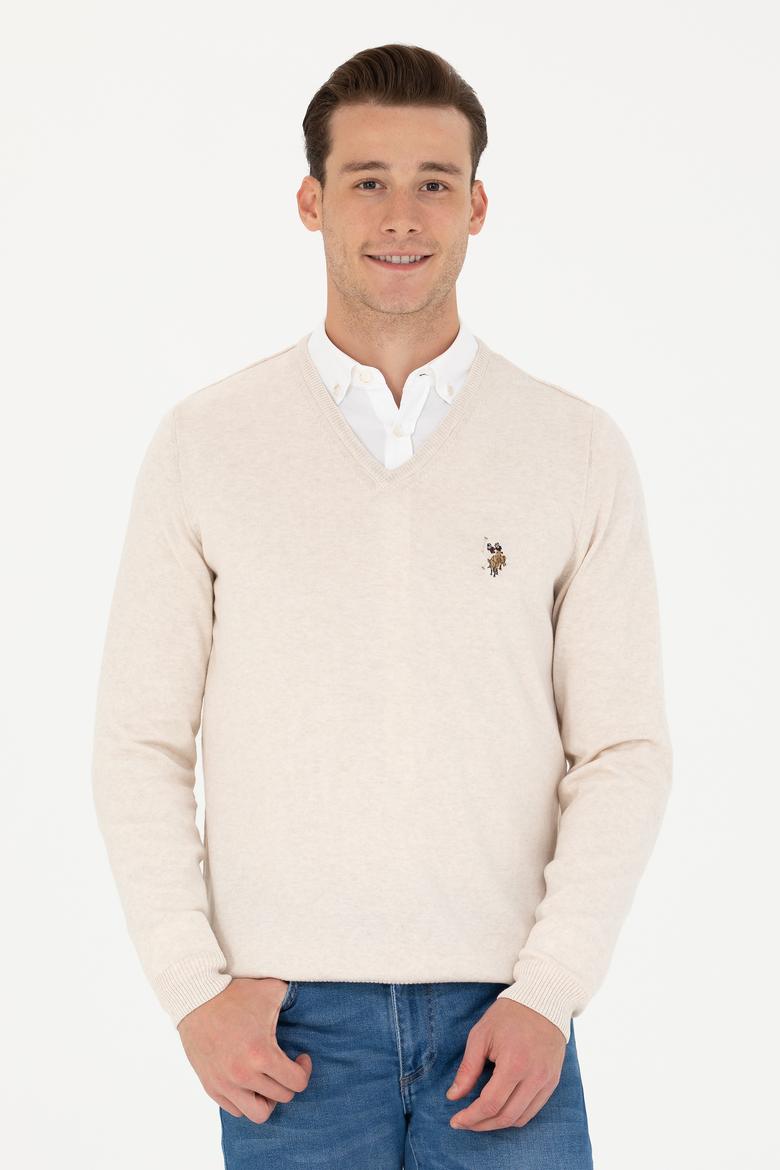 Erkek Krem Melanj Basic Kazak - 50269006116