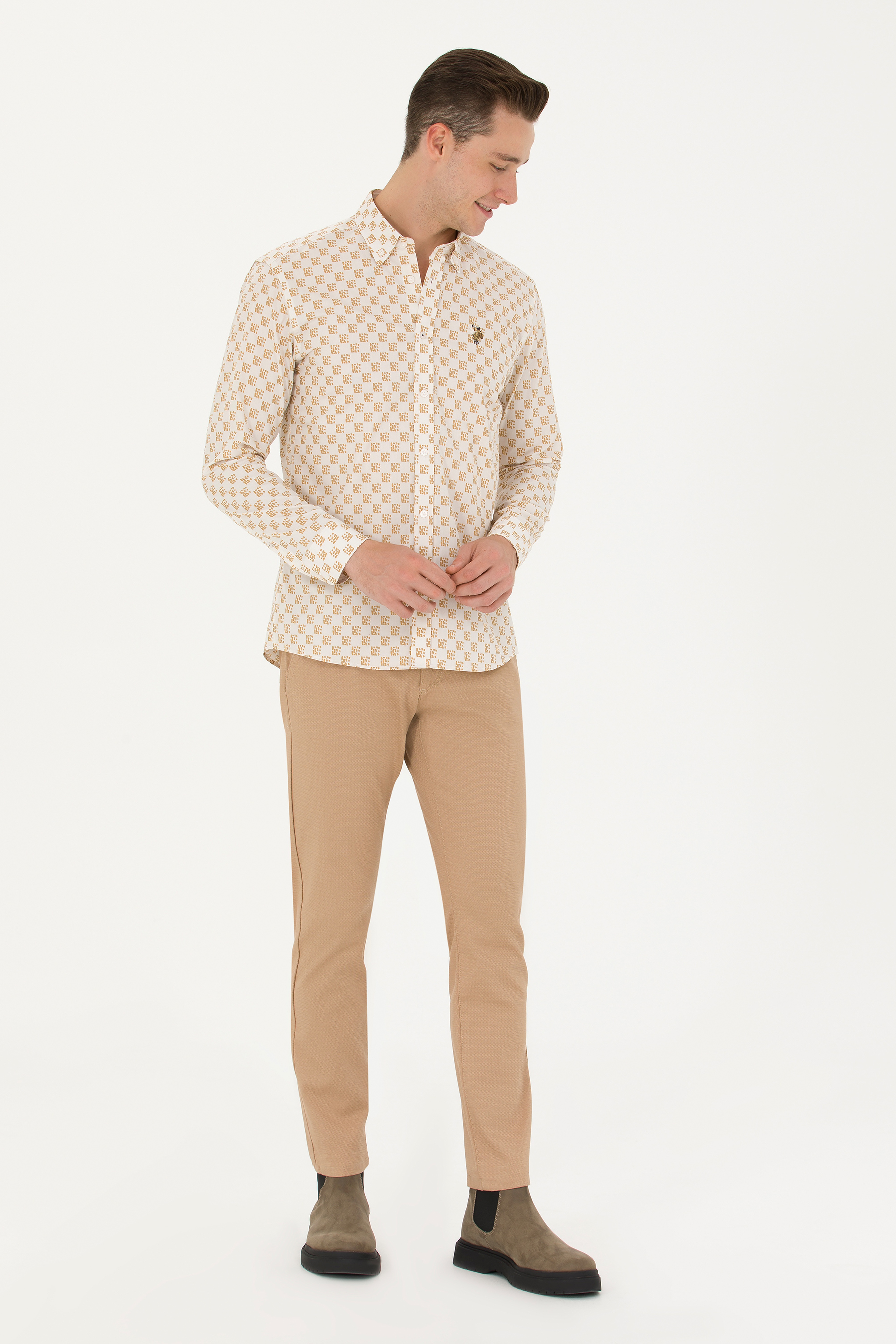 Erkek Slim Fit Camel Kanvas Pantolon - Image 3