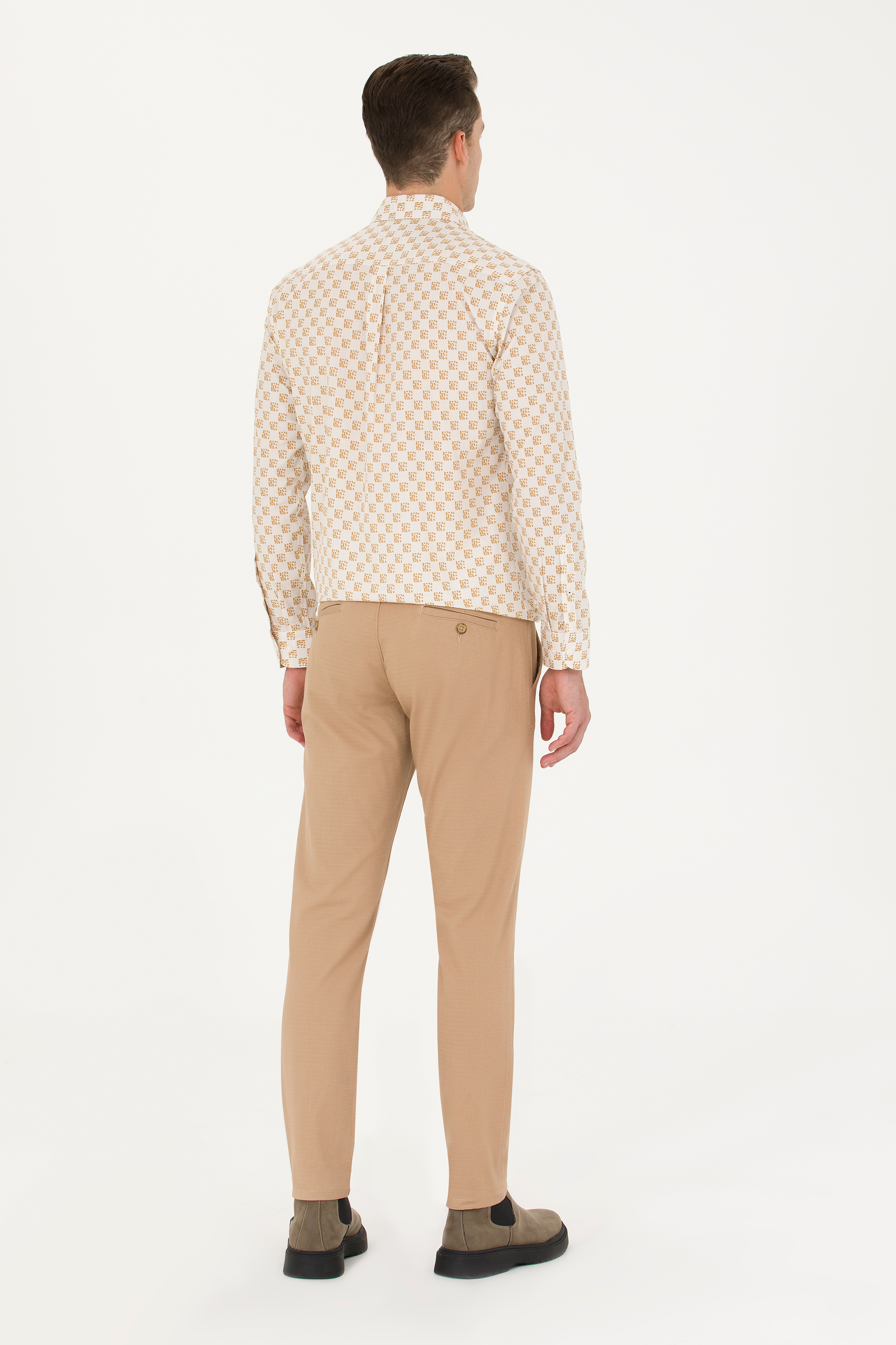 Erkek Slim Fit Camel Kanvas Pantolon - Image 4