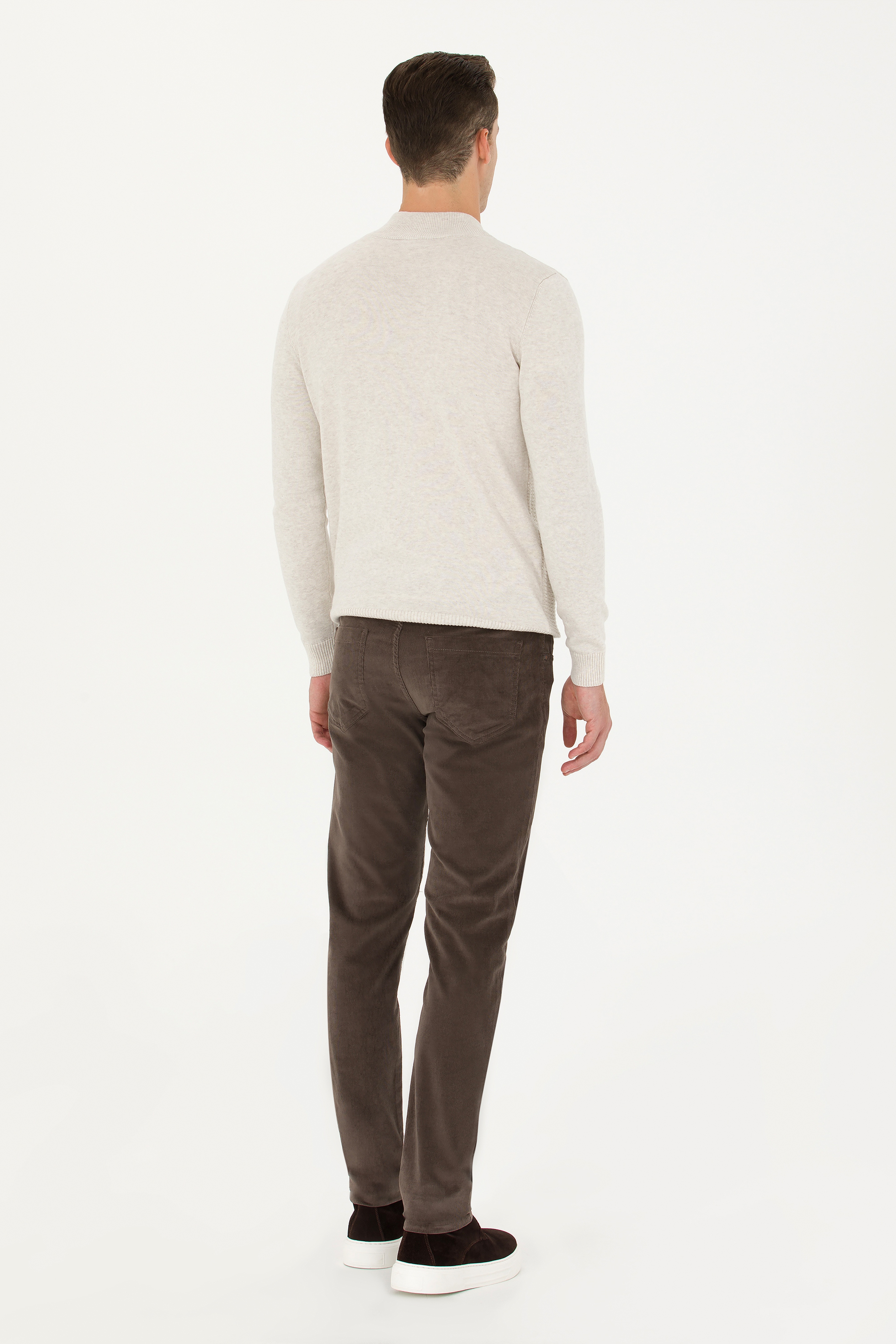 Erkek Slim Fit Vizon Kanvas Pantolon - Image 4