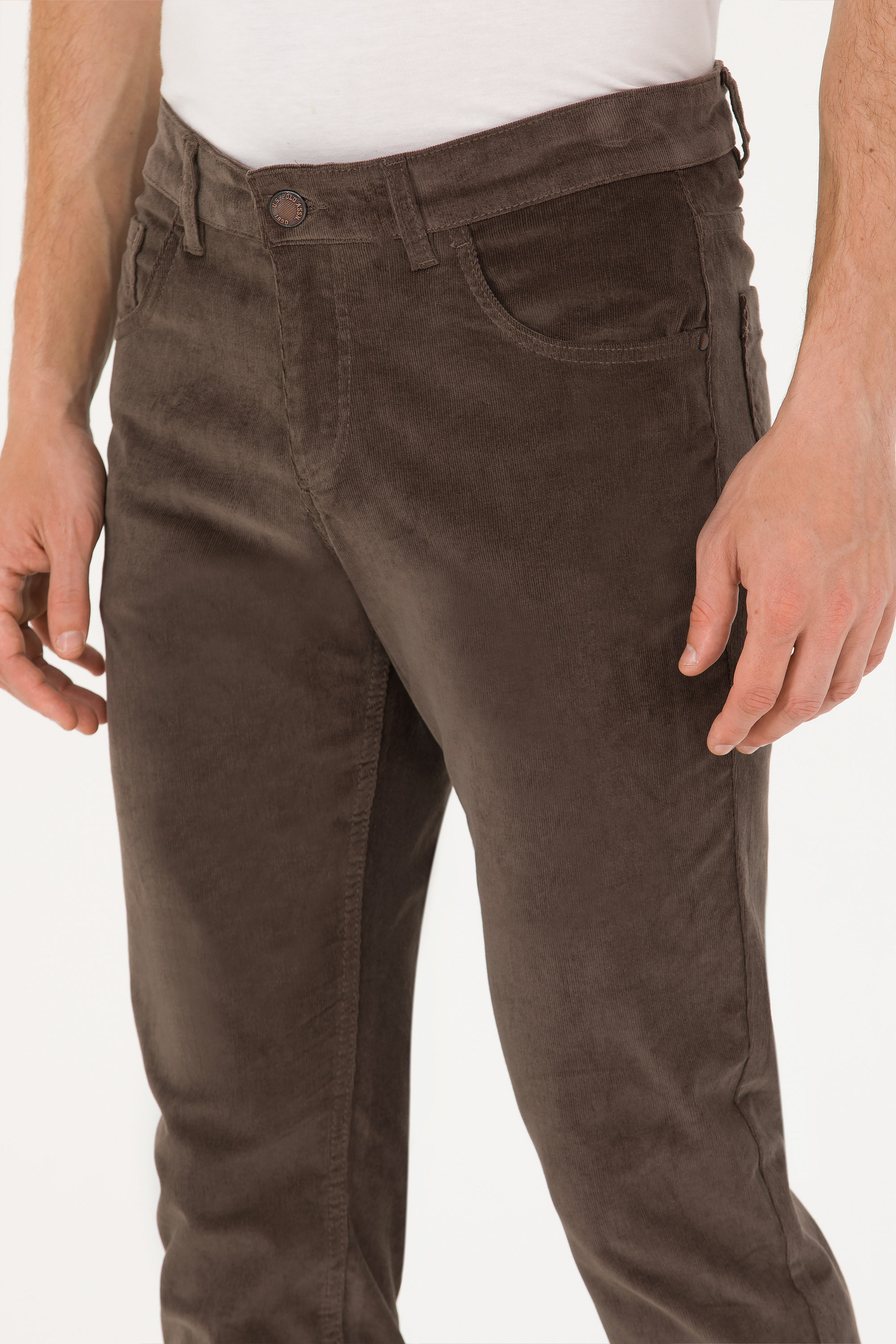 Erkek Slim Fit Vizon Kanvas Pantolon