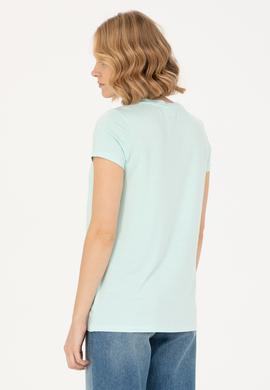 Kadın Su Yeşili Basic V Yaka Tişört - 50262610173