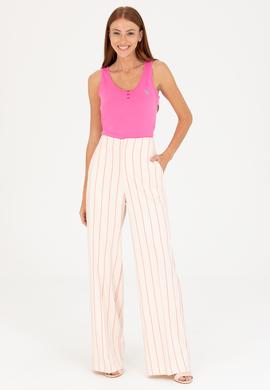 Kadın Pembe Bisiklet Yaka Kolsuz Basic Tişört - 50262673006