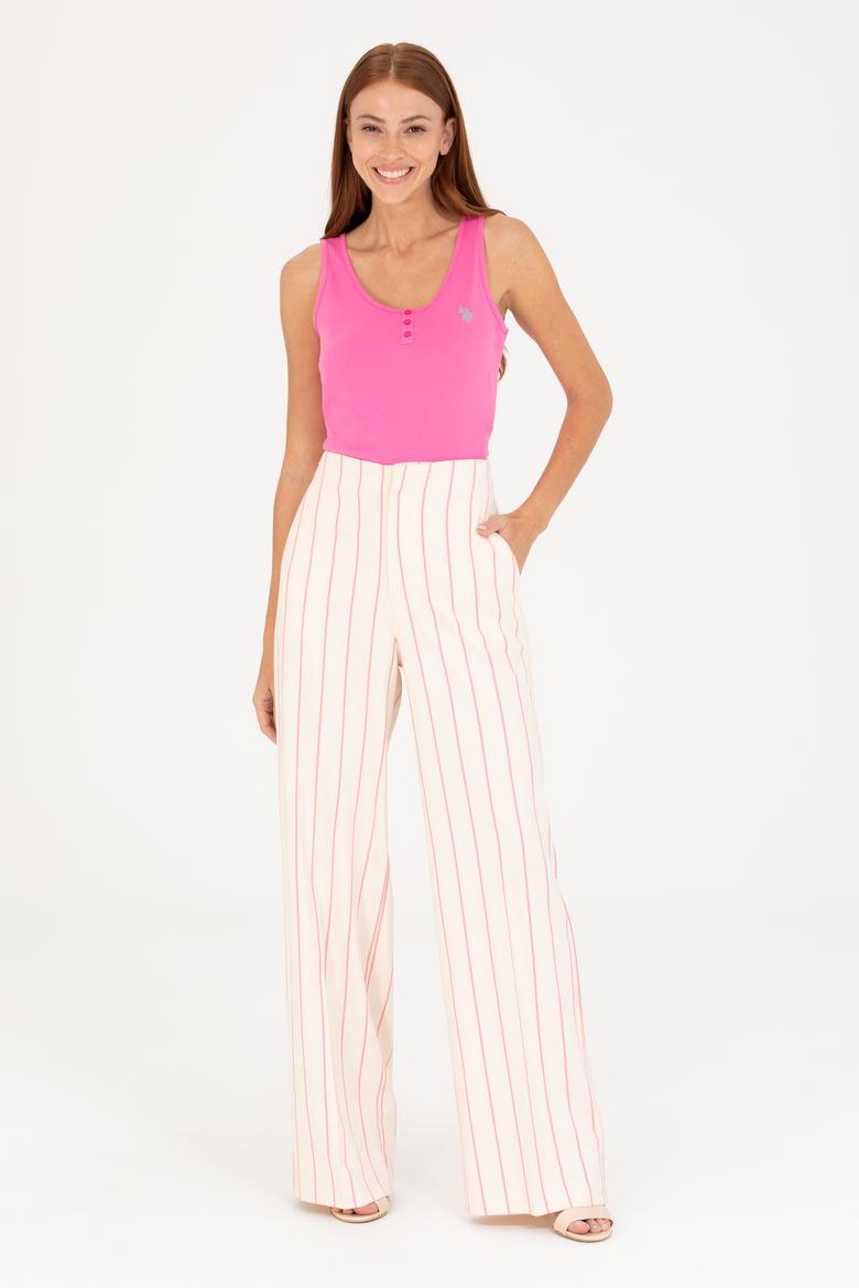 Kadın Pembe Bisiklet Yaka Kolsuz Basic Tişört - 50262673006