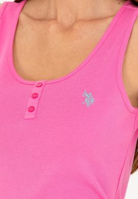 Kadın Pembe Bisiklet Yaka Kolsuz Basic Tişört - 50262673006