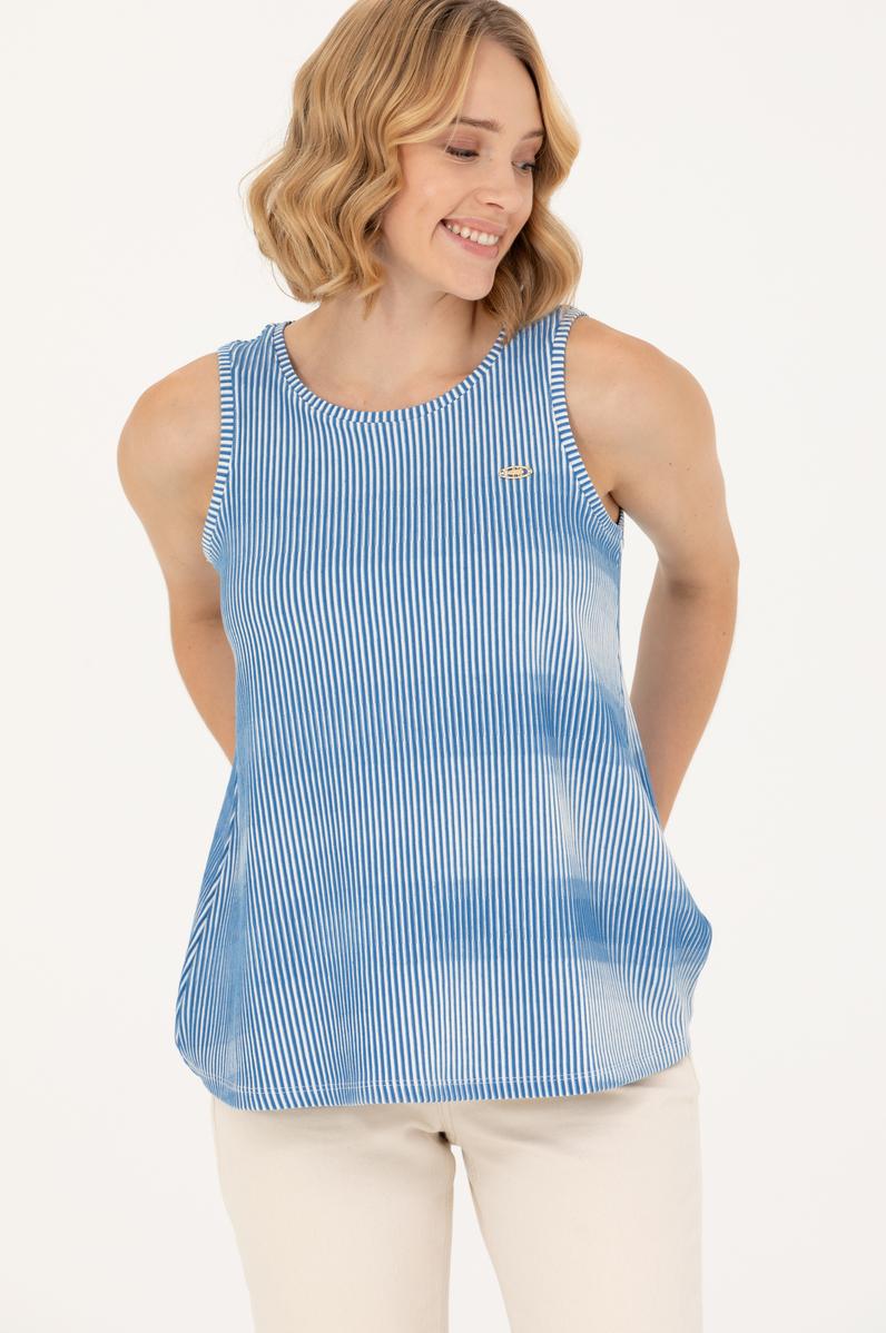 Kadın Saks Bisiklet Yaka Tişört