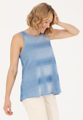 Kadın Saks Bisiklet Yaka Tişört - 50262480009