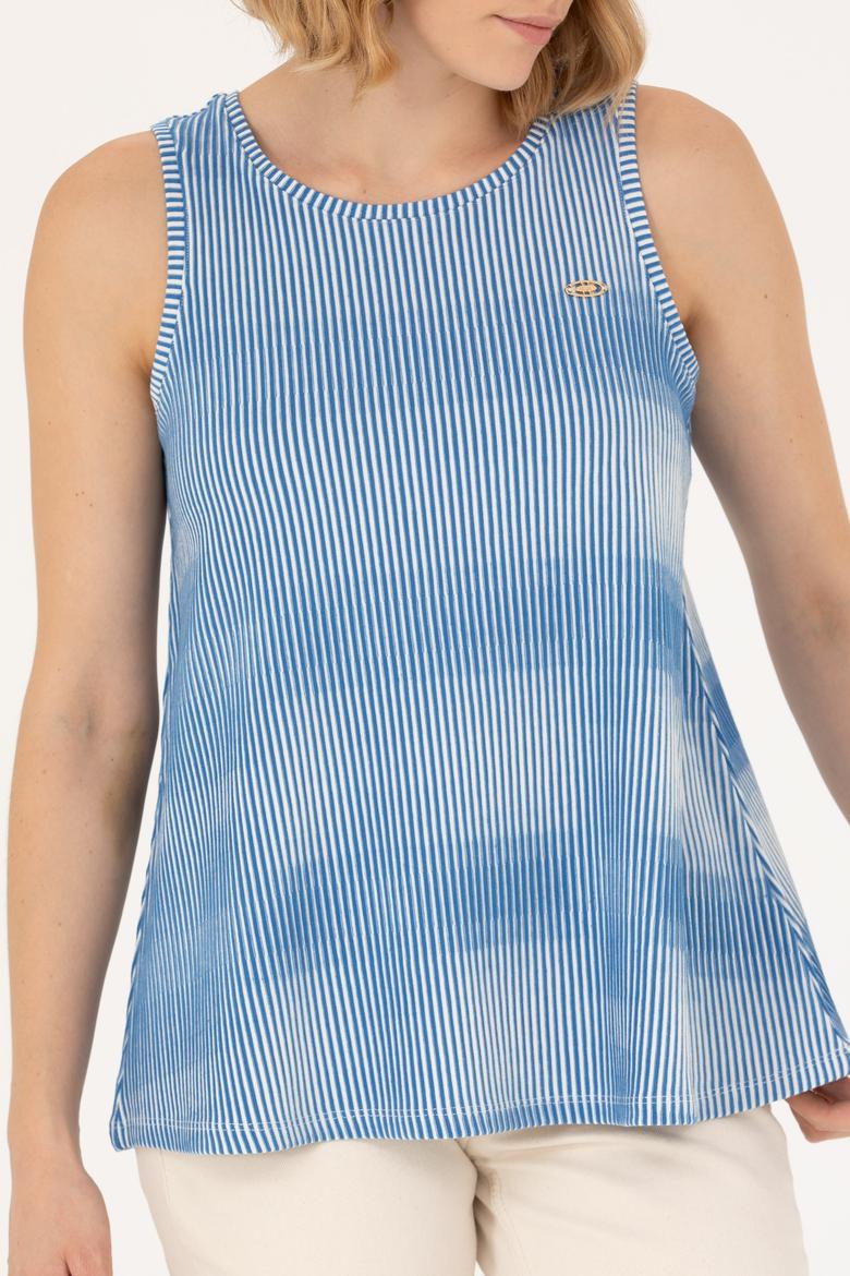 Kadın Saks Bisiklet Yaka Tişört - 50262480009