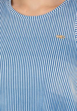 Kadın Saks Bisiklet Yaka Tişört - 50262480009