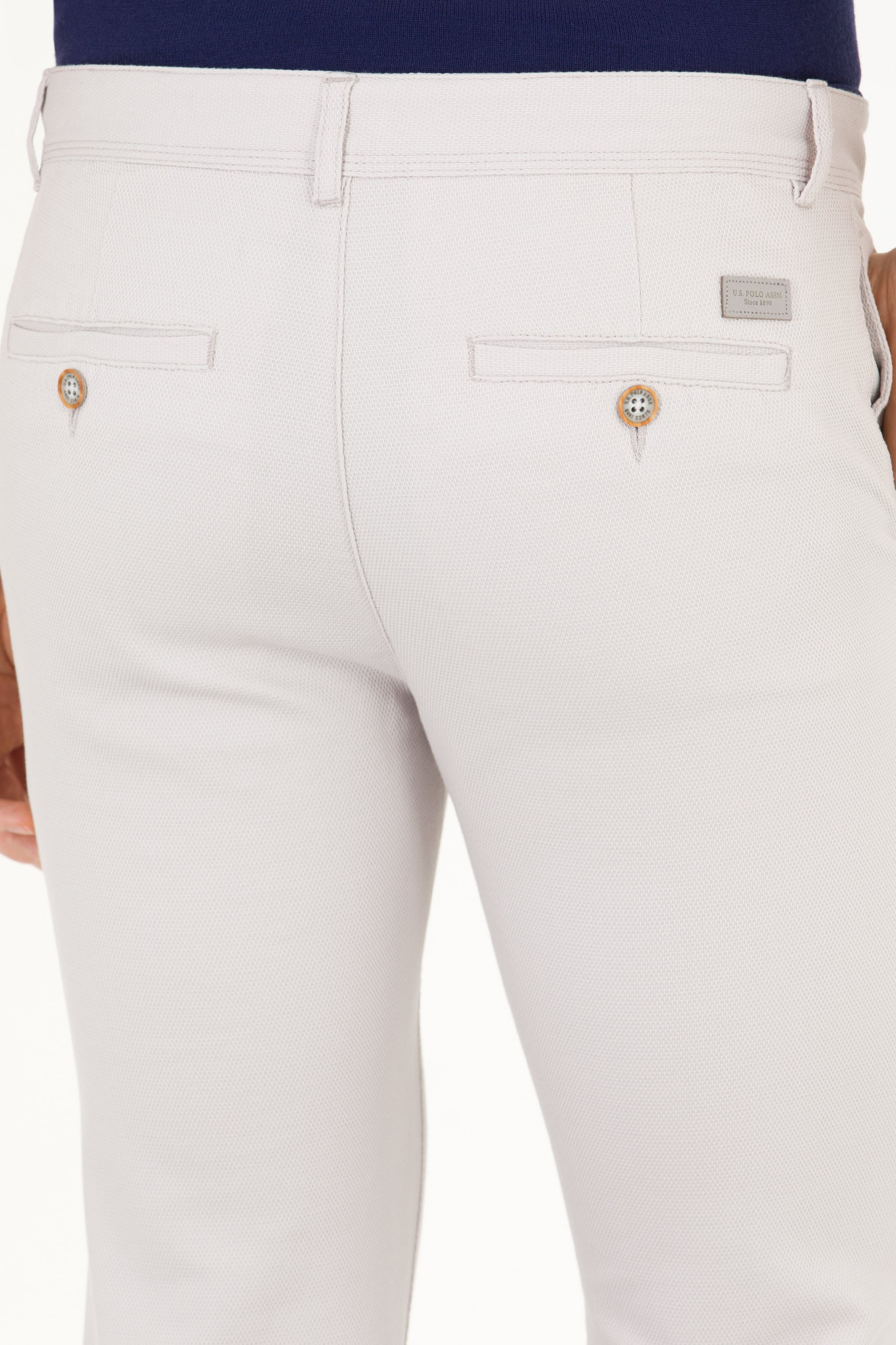 Erkek Slim Fit Açık Gri Kanvas / Chino Pantolon