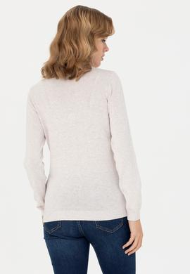 Kadın Taş Melanj V Yaka Basic Kazak - 50276570052