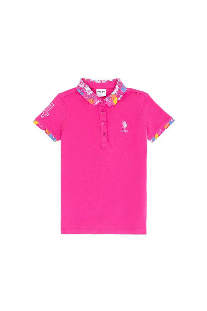 Kız Çocuk Fuşya Basic Polo Yaka Tişört