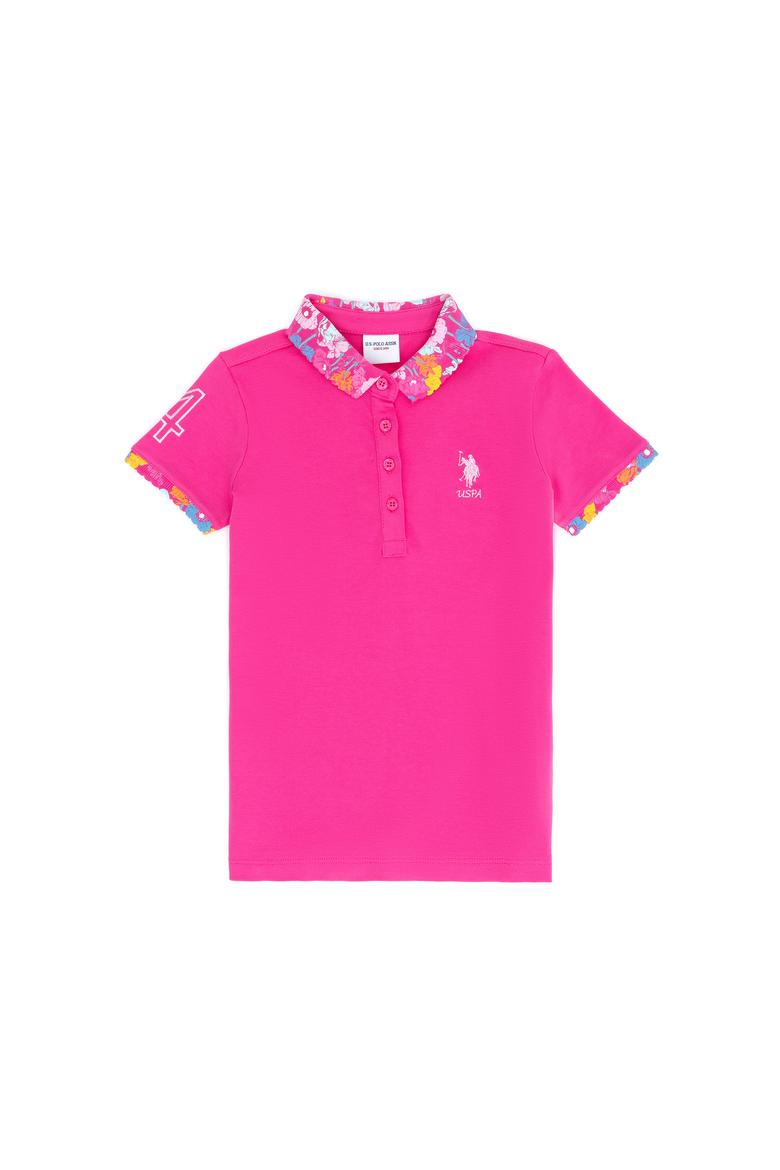 Kız Çocuk Fuşya Basic Polo Yaka Tişört