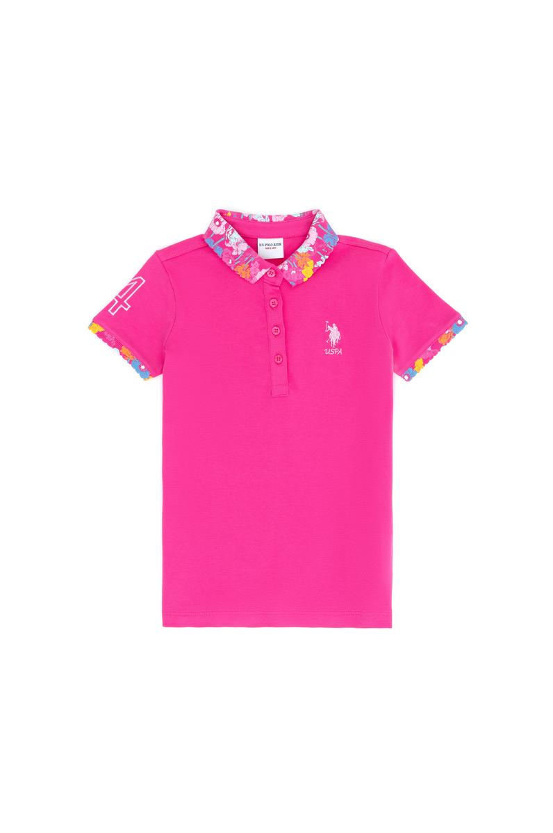 Kız Çocuk Fuşya Basic Polo Yaka Tişört