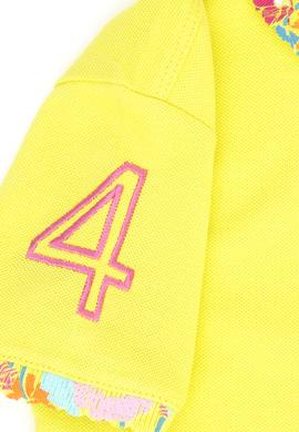 Kız Çocuk Neon Sarı Basic Polo Yaka Tişört - 50265667155