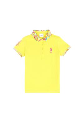 Kız Çocuk Neon Sarı Basic Polo Yaka Tişört - 50265667155